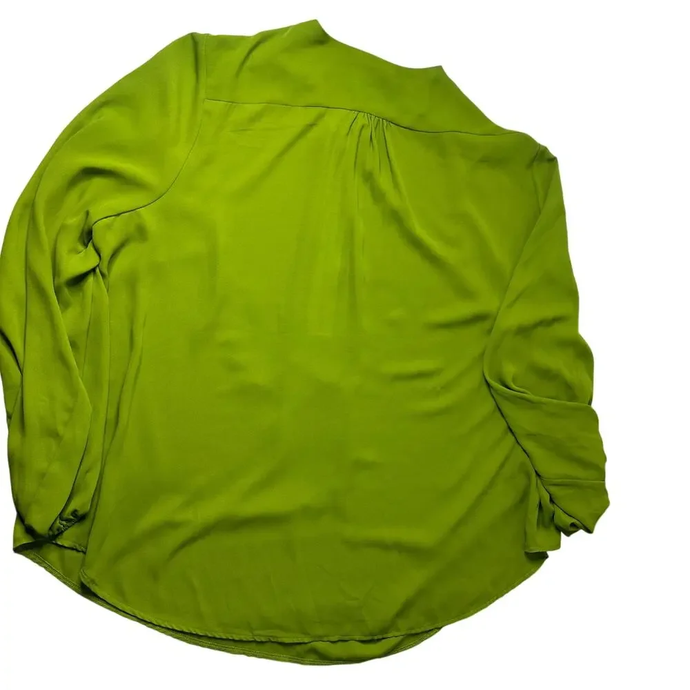 Carmen Marc Valvo Woman Green Blouse 3X Minimalist Zip Front Top - Picture 3 of 13
